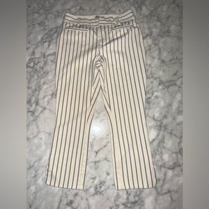 Anthropologie Cream and Blue Striped pants size 2